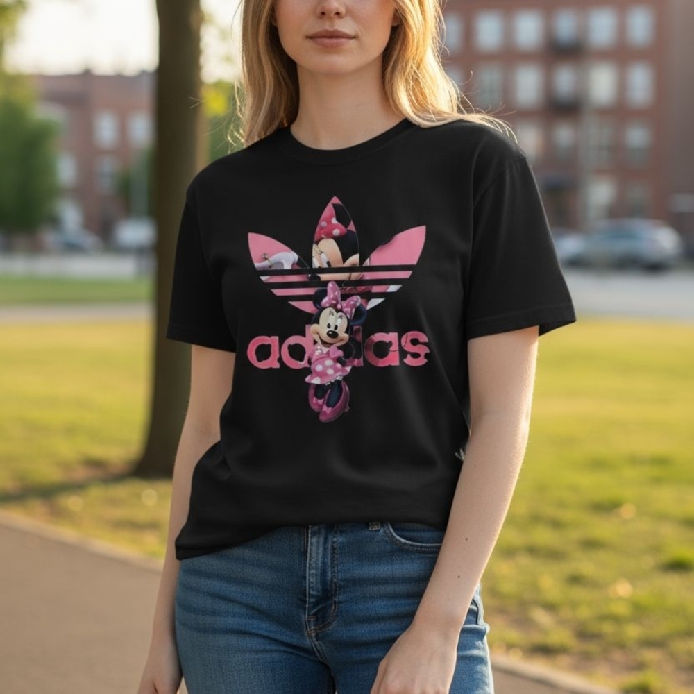 Adidas Black Tee with Pink Graphic